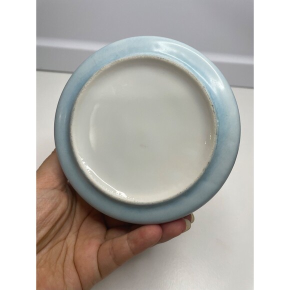 Vintage Porcelain round Lidded Hand-Painted beauty lady Powder Trinket Box - Picture 8 of 10